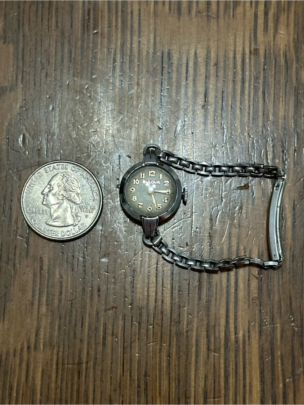 Vintage Bulova Silver Tone Ladies Crocktail Watch